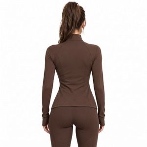 Veste de yoga pour femmes, veste de yoga zippée en coton et polyester, respirante, col montant, fermeture éclair, veste d'entraînement athlétique pour femmes - Product Image 4