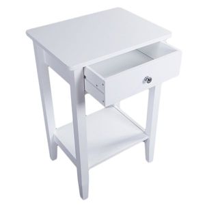 <b>White</b> Two-Tier <b>Bedside</b> Table Coffee Table with Drawer Elegant Nightstands Design - Product Image 6