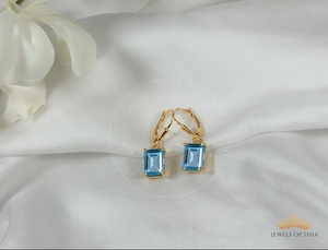Boucles d'oreilles clous à levier en argent sterling 925 plaqué or 14 carats rhodié avec zircon, pierre précieuse octogonale, certifiées pour anniversaire - Product Image 2