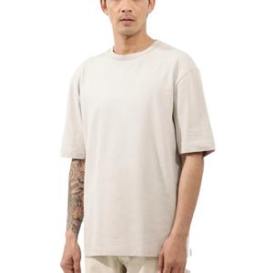 T-shirt à col rond et épaules tombantes pour hommes, 100% coton, grande taille, blanc, épais, uni, pour l'exportation, BD - Product Image 5
