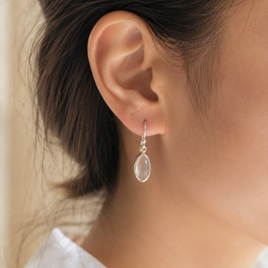Pendientes de Aro Artesanales de Cuarzo Rosa Marquise, Plata de Ley 925, Baño de Oro Rosa Natural, Engaste en Bisel, Minimalistas, Unisex, para Mamá - Product Image 6