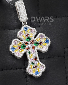 Colgante de Cruz de Moissanita Helada, Plata de Ley 925, Chapado en Oro de 18K, Joyería de Lujo Estilo Hip Hop, Amuletos de Cruz Personalizados para Fiestas de Raperos - Product Image 1
