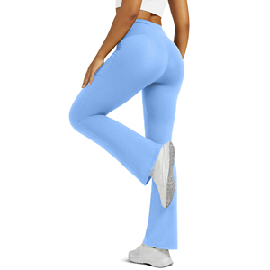 Women Flare <b>Leggings</b> Mid Waisted Crossover Yoga Pants Bootcut Gym Tights Workout Trousers Athletic <b>Flared</b> <b>Legging</b> - Product Image 2