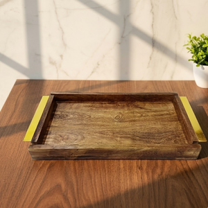 Premium Wooden Serving Tray with Metal Handles | Ramadan Eid Food Serving Tray Decorative Giveaway <b>Gift</b> for Home Dining Decor - Product Image 4