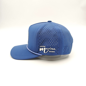 Downtown Marina Blue Mesh Baseball Cap Unisex Fitted 6-Panel <b>Hat</b> Breathable Waterproof Solid Color Casual Spring <b>Summer</b> - Product Image 3