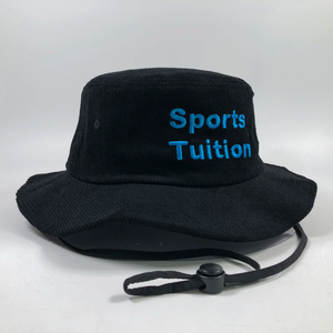 New Embroidered Corduroy Bucket Hat Unisex <b>Adjustable</b> <b>Strap</b> Front Panel Letter Design Casual Spring Summer Adult - Product Image 2