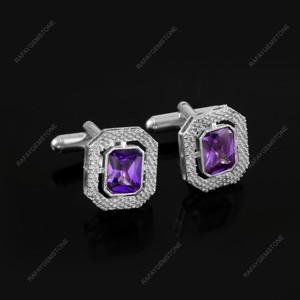 Boutons de manchette en laiton avec pierre de zircon, couleur or, bijoux de mariage formels pour hommes, cadeau de luxe - Product Image 2