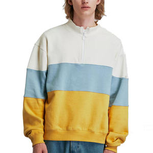 Sudadera de Felpa Francesa con Cierre de Cremallera de 1/4, Rayas Blancas, Bloques de Color, Cuello Redondo, Estilo Deportivo, Personalizable - Product Image 1