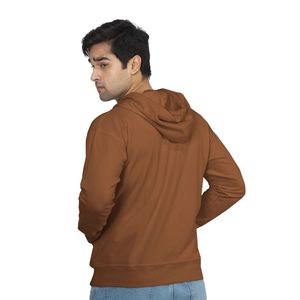 Sweat à capuche marron décontracté en molleton de coton pour homme avec cordon de serrage et poche kangourou, style streetwear, vente en gros - Product Image 6