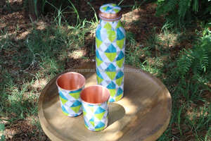 Handmade Reusable Copper <b>Water</b> <b>Bottle</b> Eco Friendly Printed copper <b>Custom</b> Size - Product Image 4