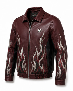 Premium <b>Men</b> Genuine <b>Leather</b> Motorcycle <b>Jacket</b> Custom Biker Coat OEM ODM Wholesale Supplier - Product Image 2