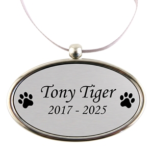 Plaque commémorative ovale personnalisable en métal pour urne funéraire, pendentif suspendu, plaque nominative élégante avec ruban pour récipient funéraire - Product Image 6