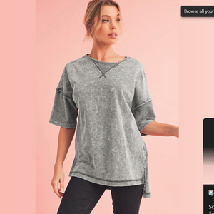 เสื้อยืดผ้าแคนวาสทรงหลวมสำหรับผู้หญิง คุณภาพสูง ผลิตตามสั่ง (OEM) สำหรับฤดูหนาว ล้างสีแบบแอซิดวอช ผ้าฝ้าย 100% ระบายอากาศได้ดี แห้งเร็ว พร้อมสกรีนโลโก้ตามแบบ - Product Image 6