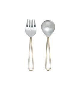 Cuchara y tenedor de metal de lujo para servir ensaladas, ideales para gerentes de banquetes y directores de catering. - Product Image 3