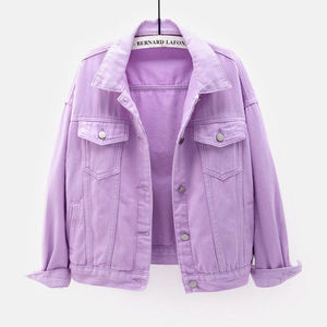 Vestes en jean pour femmes, couleur unie, tendance, avec poches poitrine, 100% coton, coupe courte - Product Image 4