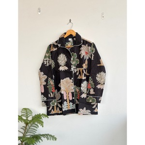 Vestido Camisero Bohemio de Manga Larga con Estampado a Rayas, Cuello en V, Corte Regular, Botones al Frente, Tejido Transpirable 100% Algodón para Todas las Temporadas - Product Image 1