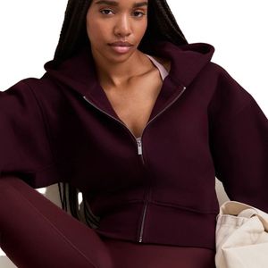 Sweat-shirt à capuche en polaire pour femme, bordeaux, coupe oversize, manches longues, style streetwear décontracté, chaud et doux, OEM - Product Image 5