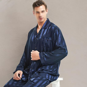 Pyjama d'hiver pour homme à manches longues, ensemble col boutonné et pantalon long, taille à cordon, doux et chaud, confortable pour la maison - Product Image 3