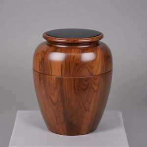 Hand Turned Solid Wood Cremation Urn with Layered Grain Texture and Traditional <b>Memorial</b> Craftsmanship Six - Product Image 6