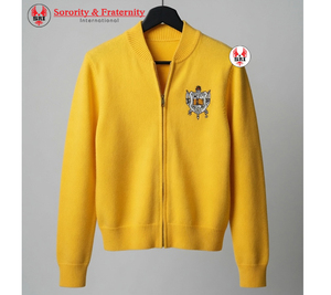 Wholesale Custom Sigma Gamma Rho <b>Cardigan</b> <b>Women</b> V Neck Solid 7GG <b>Chunky</b> Wool Acrylic Casual Sorority Knitwear Anti-Wrinkle - Product Image 4