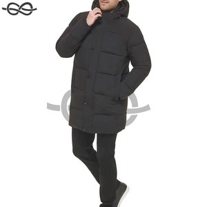 Men's Casual Winter <b>Coat</b> Long Stretch Puffer Jacket Stand Collar Water-Resistant Lightweight Warm Sleek Design Adjustable Hood - Product Image 5