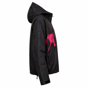 KHIMASHAM INDUSTRY Winter Custom Unisex <b>Black</b> Hooded <b>Windbreaker</b> Jacket Thick Pink Graphic Print Full-Zip Waterproof Breathable - Product Image 4