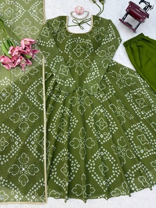 Ensemble Anarkali vert avec dupatta pour femme, tenue traditionnelle indienne et pakistanaise pour mariage, en rayonne, coupe ample longueur cheville - Product Image 4