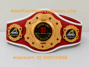 Aero Faster Impex for <b>Belt</b> <b>Red</b> Gold Plated Alloy Buckle Rhinestone Decorated Boxing Wrestling MMA Taekwondo Judo 4cm Width - Product Image 1