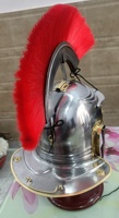 Casque de Centurion Romain en Acier Doux Plaqué Argent Fait Main avec Plume Rouge, Chevalier Médiéval, Reconstitutions Historiques, Halloween, Nouvel An