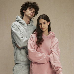 Alta calidad 100% algodón invierno sin desprendimiento pelusa Anti Pilling 420 gramos pulóver patrón sólido sudaderas con capucha cuello sudadera - Product Image 2