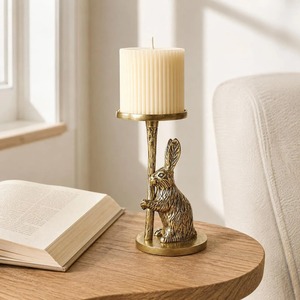 Porte-bougie en aluminium en forme de lapin, fait main, durable, écologique, résistant à la chaleur, décoration pour la maison, utilisation de Pâques - Product Image 5
