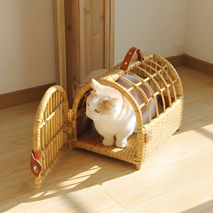 Best Woven Rattan Cat Dog Puppy Animal Carrying Bag Wicker Pet Carrier Furniture OEM All Sizes - Product Image 5