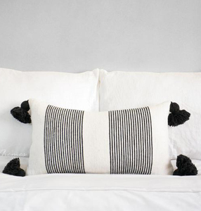 Modern Country Decorative Stripe Throw Pillow <b>Cover</b> Farmhouse Black and White Stripe Cushion <b>Cover</b> - Product Image 1