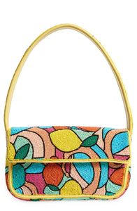 Beaded <b>Fold</b> Over Handbag With Geometric Pattern Single Strap Bohemian Style Women's <b>Bag</b> - Product Image 1