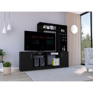 King Double Door Entertainment Center <b>for</b> <b>TVs</b> up to 78\" Six External <b>Shelves</b> Storage Spaces <b>TV</b> Stand Cabinet - Product Image 2