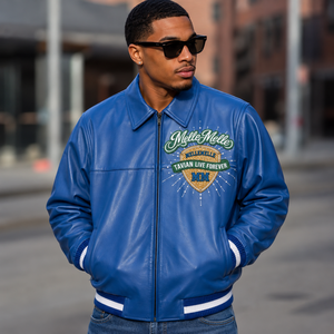 Veste universitaire en cuir de qualité supérieure pour hommes, logo personnalisé, fabricant OEM, vente en gros, possibilité de commandes en gros, service d'exportation - Product Image 2