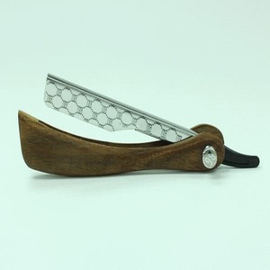 มีดโกนหนวดสแตนเลสแบบมืออาชีพ ใบมีดคมกริบ ด้ามไม้ แบบพับได้ - Product Image 3