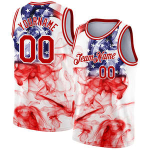 Maillot de basket authentique personnalisé avec design 3D Aigle Drapeau Américain, couleurs Noir et Rouge Royal, 100% Polyester Respirant, Personnalisable - Product Image 3