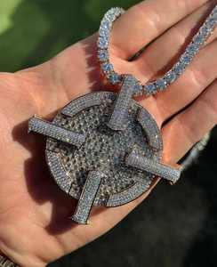 Colgante de Letra Personalizado de Hip Hop con Moissanita, Doble Capa, Chapado en Plata de Rodio, Joyería con Dije - Product Image 1