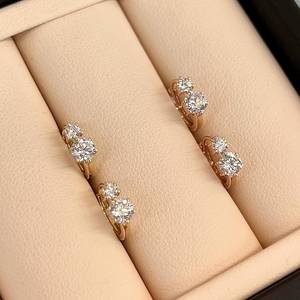 Lab Grown 0.61CT Round Cut Diamonds Huggie <b>Hoop</b> <b>Earrings</b> with 14K <b>Solid</b> Gold Jewelry Engagement for Womens Charm Gift - Product Image 4