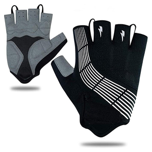 Gants de sport respirants en tissu extensible noir avec dos en maille à carreaux pour cyclisme, VTT, moto et course - Product Image 1
