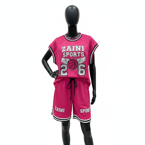 Ensemble short et maillot de basket pour femme, tissu en maille polyester respirant 160 GSM, couleur rose, logo personnalisé par sublimation, ensembles pour femmes - Product Image 6