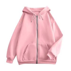 Sudadera con capucha extragrande para mujer, de manga larga, color liso, con logo frontal, informal, para otoño e invierno - Product Image 1