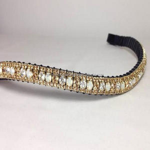 Bandas personalizadas de alta calidad para cejas de caballo, color marrón y negro, con cristales transparentes, perlas blancas y doradas, novedad - Product Image 3