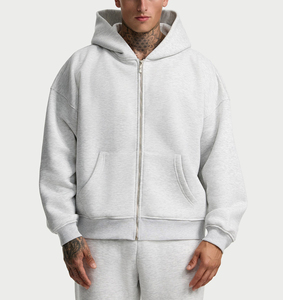Sudadera con capucha extragrande plateada personalizada para hombre, de algodón grueso con forro polar, de alta calidad, estilo casual urbano. - Product Image 1