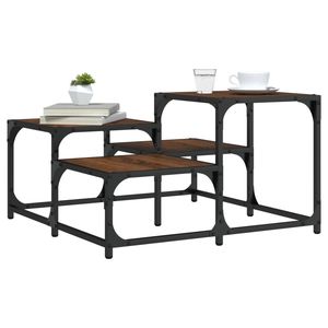 Tavolino da caffè in legno ingegnerizzato di rovere marrone medio e metallo - Product Image 1