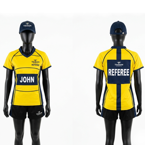 Maillot d'arbitre de netball en polyester interlock 150 GSM de qualité supérieure, vert olive avec panneau latéral blanc, logo personnalisé par sublimation - Product Image 2