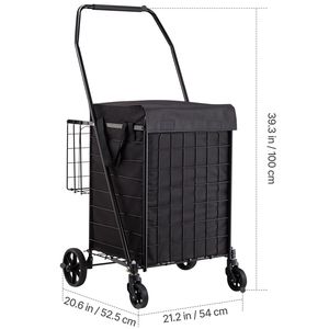 Carrello Pieghevole a Doppio Cestello per la Spesa con Ruote e Rivestimento Impermeabile, Capacità di Carico 45 kg, Grande Carrello per la Spesa - Product Image 5