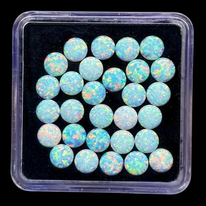 Opales australiennes naturelles rondes de 5 mm, cabochons, pierres précieuses créées en laboratoire, lot, prix de gros, en vrac, pour bijoux, opales en vrac - Product Image 1