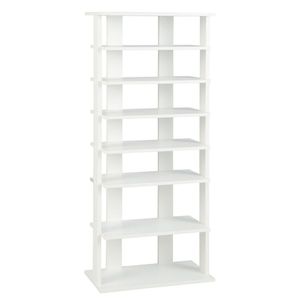 Scarpiera a 7 livelli a doppia fila, bianca, in MDF, stretta, con ripiani regolabili, per ingresso o armadio, anti-ribaltamento, salvaspazio - Product Image 2